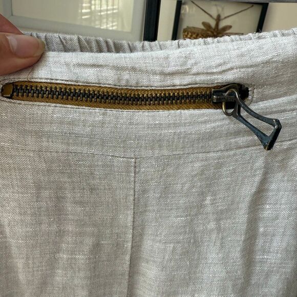 Yuvita Linen 100% Linen Wide Leg Cropped Pants Flax Color $100 M - Picture 3 of 8